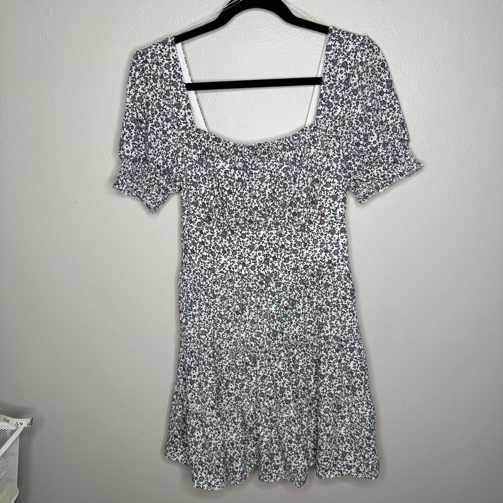 Altar’d State Jenny Floral Print Tiered Mini Dress Blue/White/Red Size Medium - Picture 2 of 9